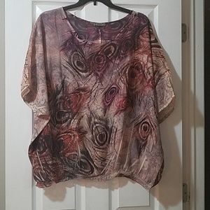 Sheer feather patterned blouse